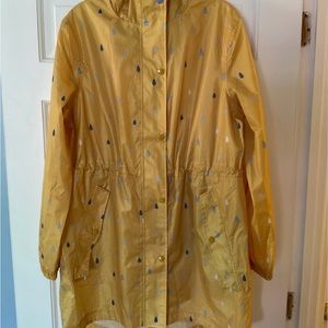 Joules Golightly Waterproof Packaway Coat Antique Gold Raindrops raincoat US 10